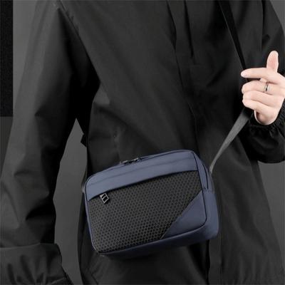 Zipper Men Crossbody Bag Square Solid Color Sports Shoulder Bag Korean Style Multifunctional Oxford Crossbody Bag Cycling