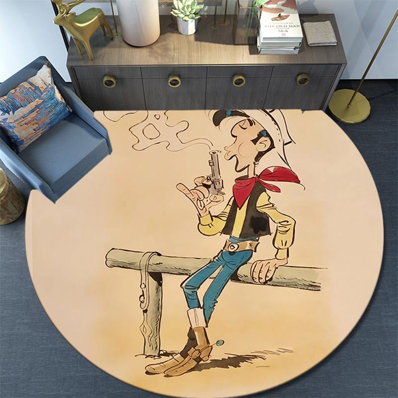 Lucky Luke2 Round Area Rug,Carpet Rug for Living Room Bedroom Sofa Playroom Decor,Non-slip Floor Mat