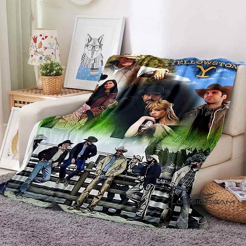 Personalisierbare 3D-gedruckte Yellowstone-Thermodecke, Geeignet für Wohnzimmer, Schlafzimmer, Bett, Sofa, Bürogeschenk, Flanelldecke