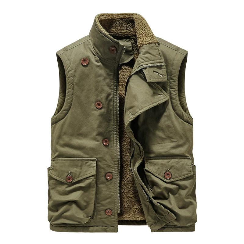 Winter New Vest Men's Cotton Coat Loose Cotton Coat Camisole Jacket with Plush Cotton Jacket