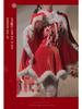 Velvet Patchwork Backless Christmas Princess Dress with Lace Cape Set
