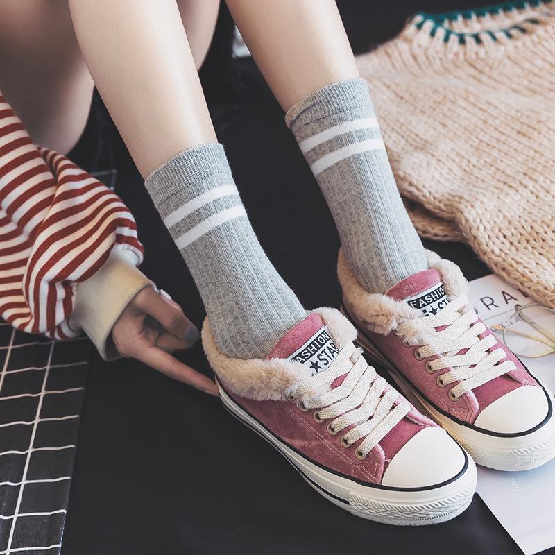 Women Winter Shoes Plush Canvas Shoes Sweet Female Solid Lacing Cotton Padded Shoes Snow Boots