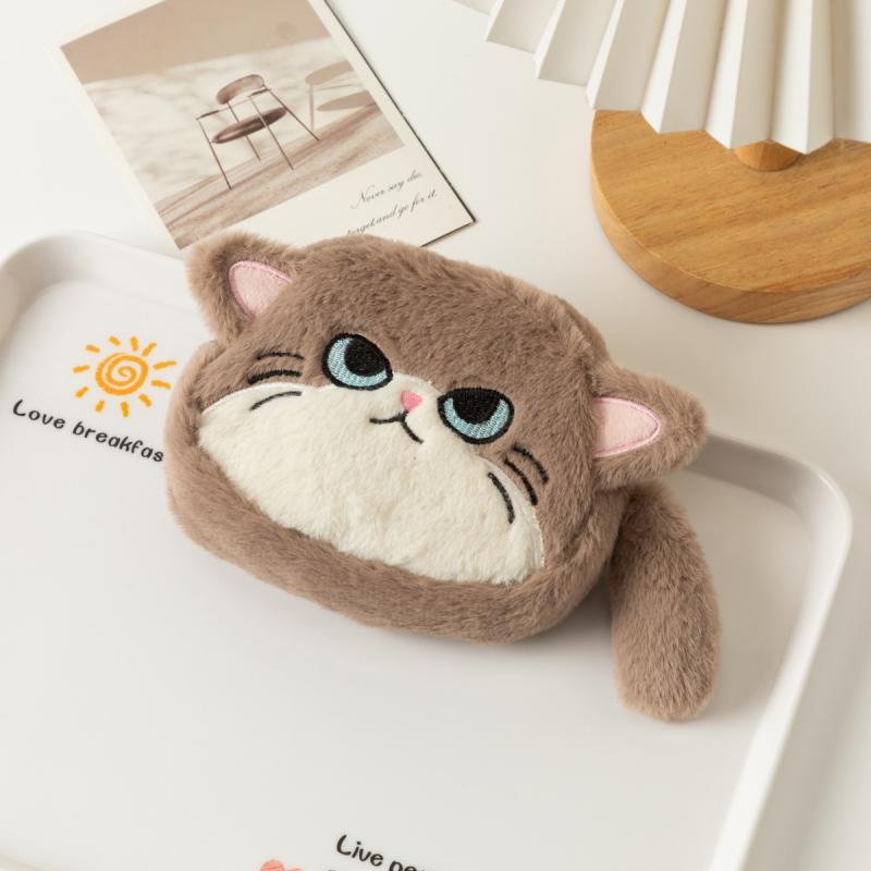 Милый плюшевый котенок Кошелек для монет Мультяшный кот Кошелек Мешочек для мелочи Сумка для наушников Ключи Сумки для хранения помады Подарки для девочек хаки