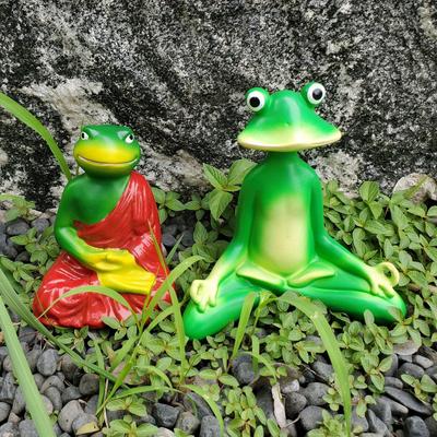 1Pc Zen Frog Meditation Monk Courtyard Yoga Meditation Frog Star Resin Crafts Ornaments