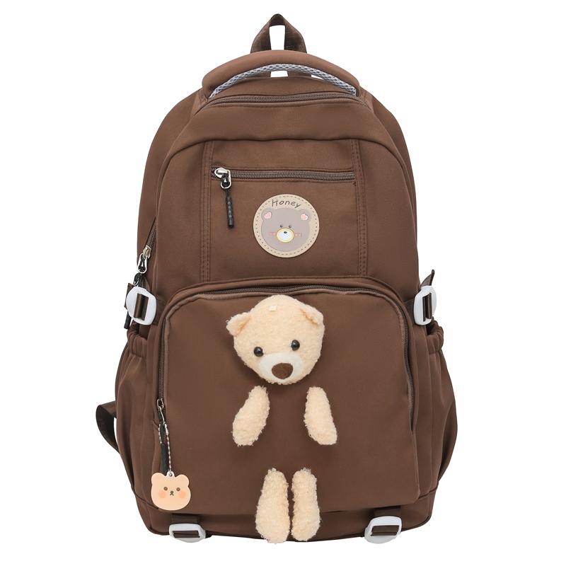 

Рюкзак с медведем для учеников средней школы, школьный рюкзак для девочки, рюкзак большой вместимости кофейный