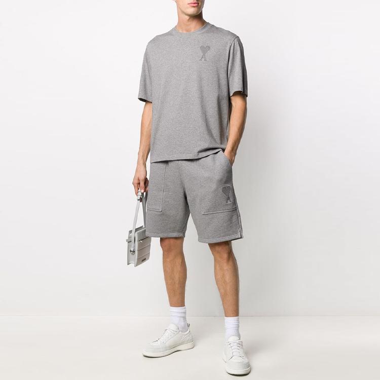 Amiparis Ss21 Heart Letter Embroidery Logo Sports Shorts Men shorts Gray E21HJ328747-055