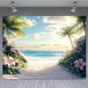 Paradise Beach Tapestry for Travel Lovers, Nature and Coastal Style Room