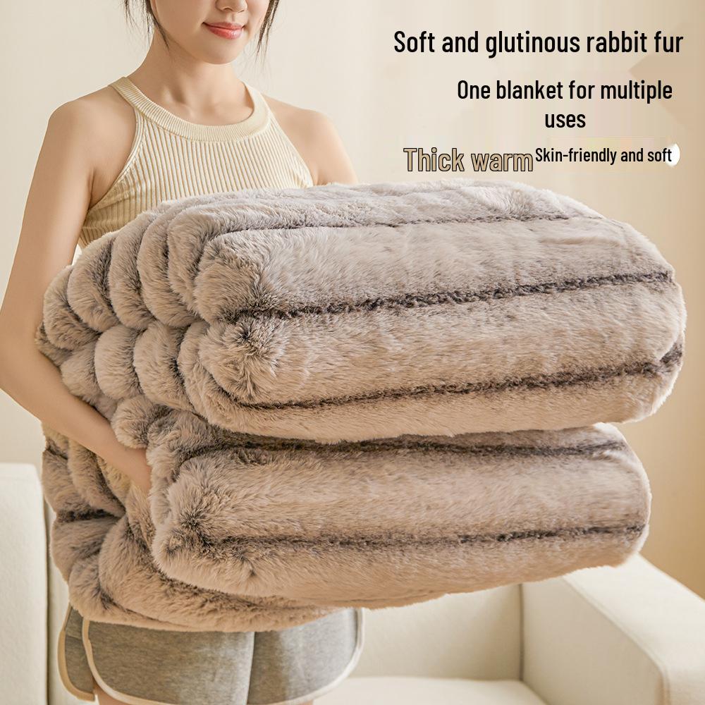 

Плотный зимний фланелевый плед класса А - Нап из кроличьего пуха и кораллового флиса для кровати 200*230cm (6 lbs)