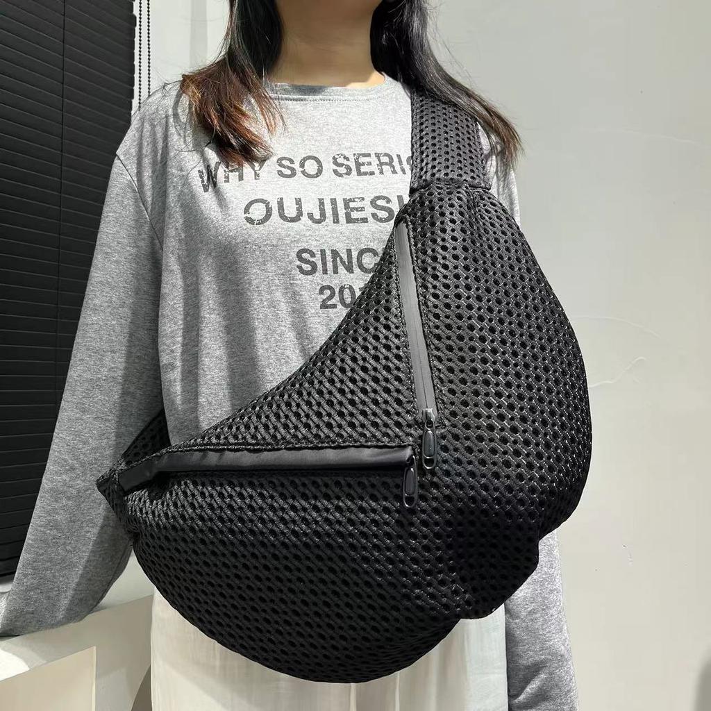 Women'S Simple Mesh Messenger Bag Large Capacity Casual Versatile Mesh Lightweight Large Bag