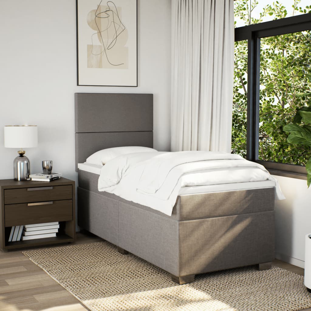 Vidaxl Letto Continentale Con Materasso, Taupe, Tessuto, 90X200 Cm