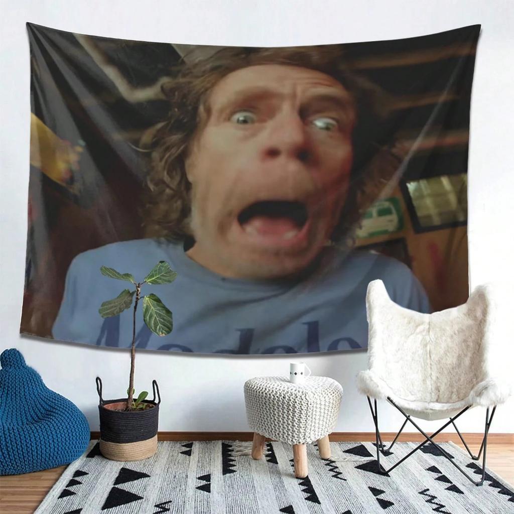 1pc Funny Expressive Portrait Polyester Tapestry  2D Print Whimsical Wall Decor for Bedroom Living Room Unique Festival Birth