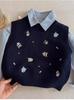 Children's Cartoon Knit Cardigan Vest - Spring/Autumn Sleeveless Round Neck for Boys & Girls