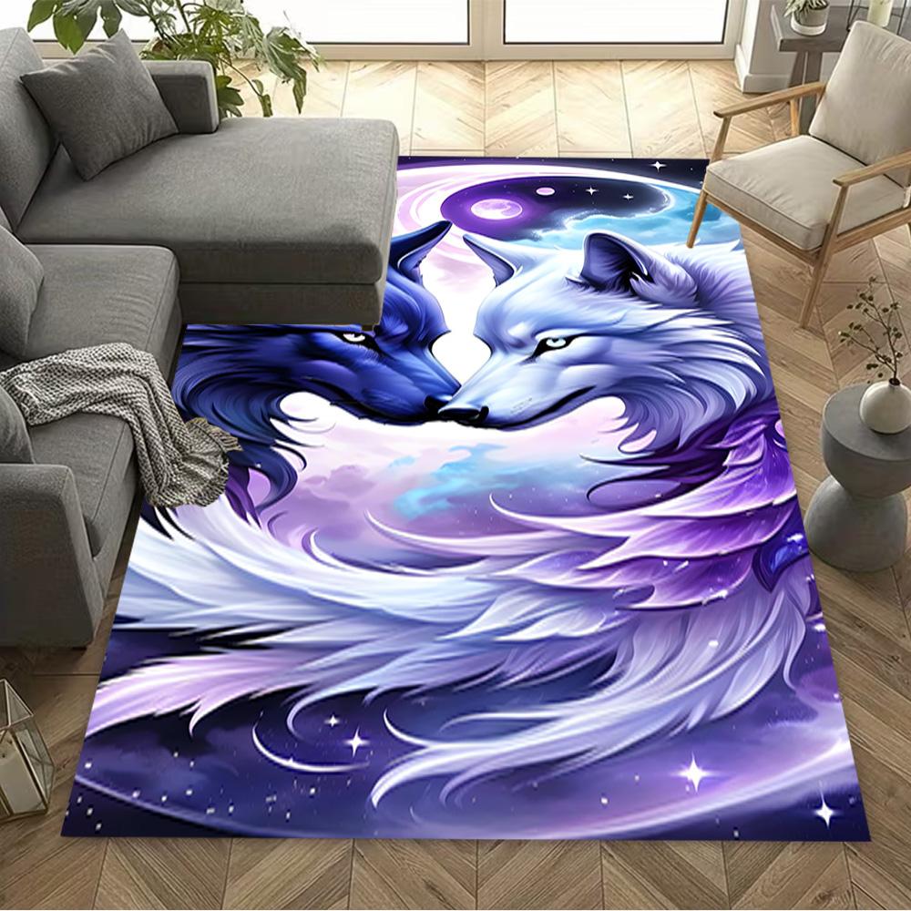 1pc Wolf Pack Forest Design Home Carpet Non-slip Office Decor Gift Living Room Bedroom