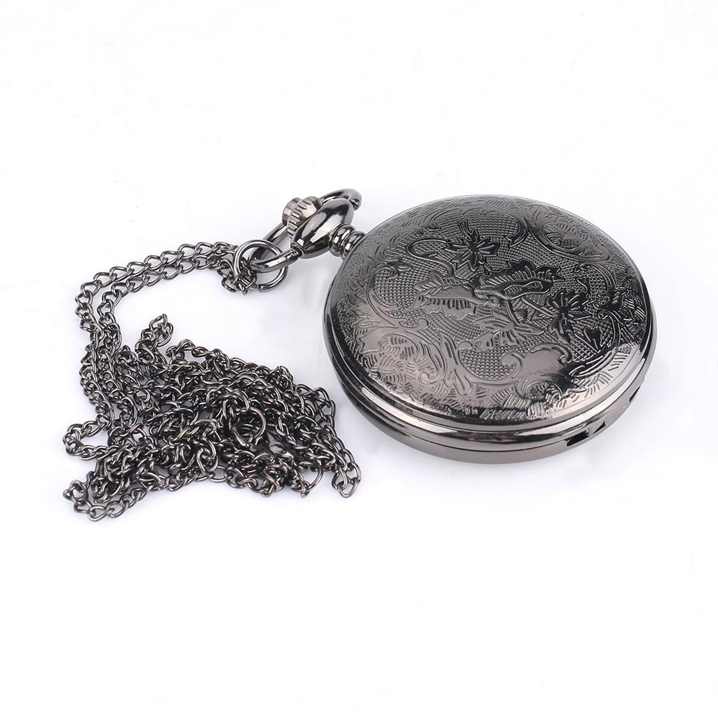 Classical Quartz Analog Alloy Pocket Watch Necklace Pendant with Chain