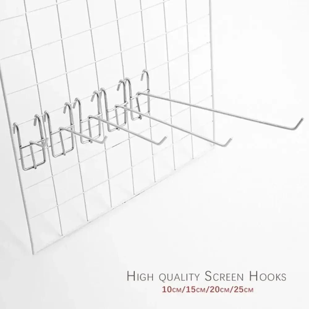 Durable 5-25cm Screen Hooks 3.2mm Thickness Supermarket Wire Mesh Hanging Hooks Stainless Steel Grid Hooks For Screen Grid