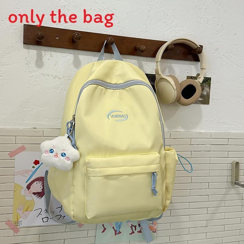 Nylon Girls Backpack With Letter Print Design And Splicing Elements For Casual Travel And School Use