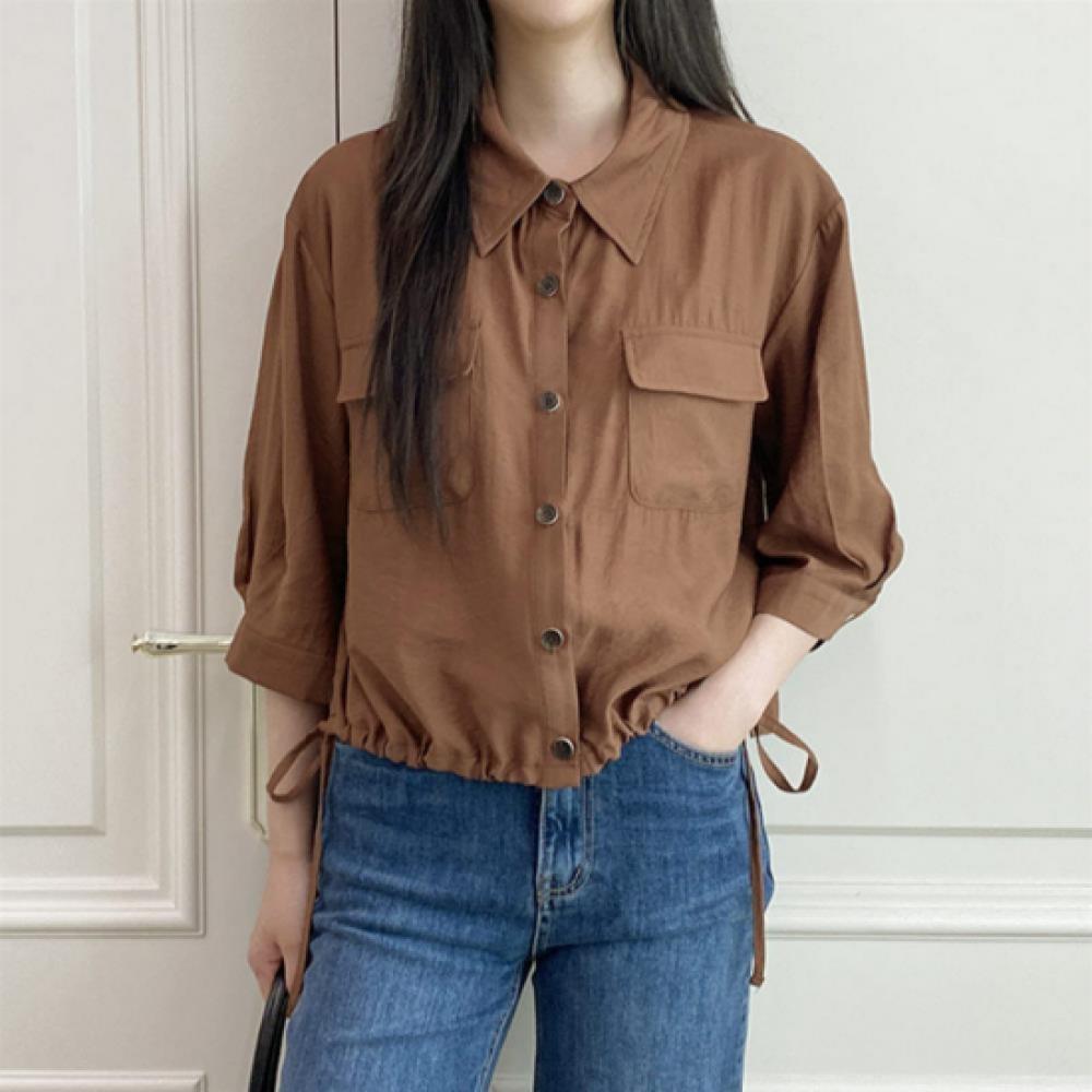 New ArrivalS Open Run Women S Daily Two Pocket Rayon String 7 8 Sleeve Shirt
