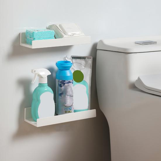 Shower Caddy Wall Mounted Plastic Floating Shelves No Drill Bathroom Storage Organizer for Bathroom Kitchen Living Room