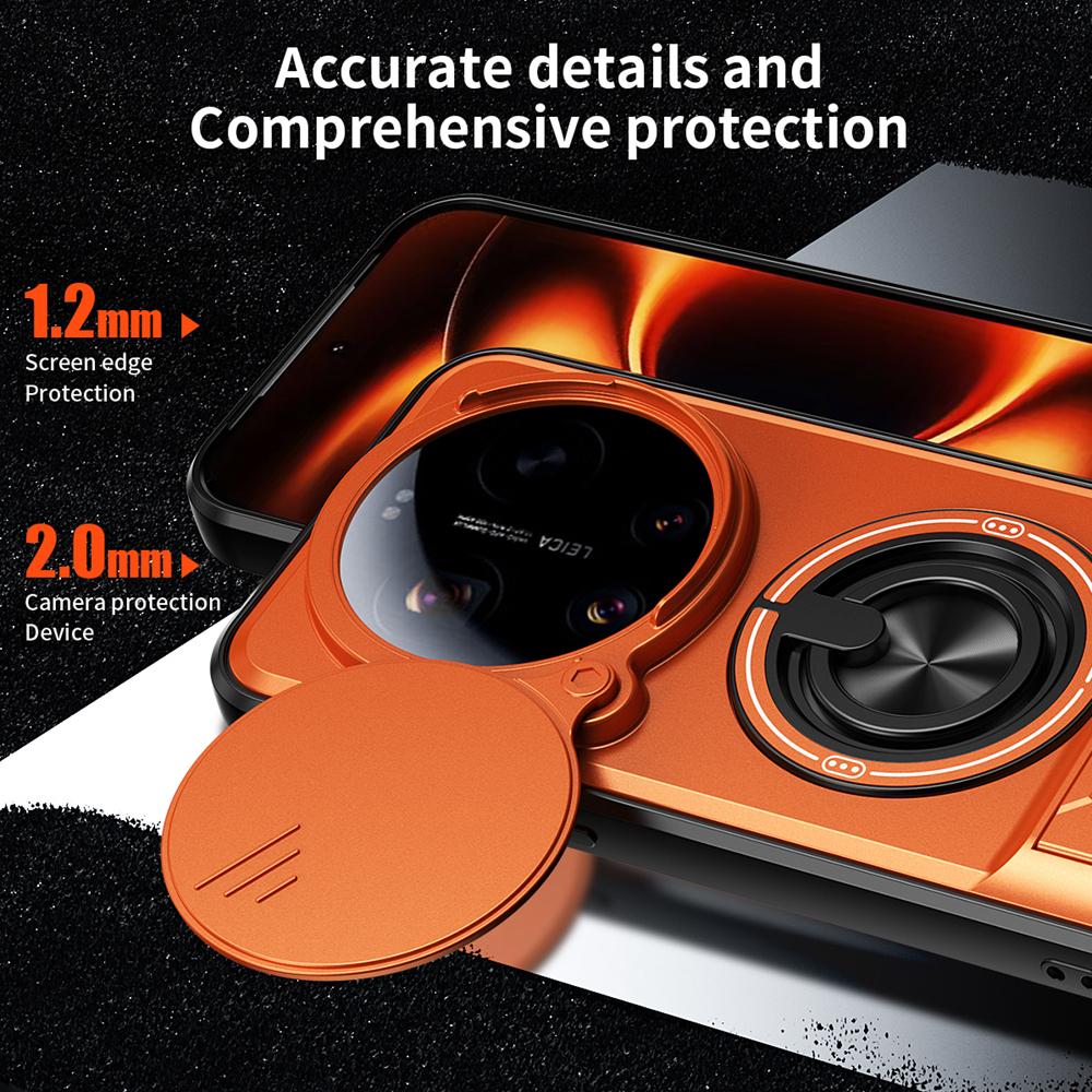 KEYSION Magnetic Phone Case for Xiaomi 17 Ultra 5G Slide Camera Lens Protection Upright Kickstand 360 Ring Shockproof Back Cover