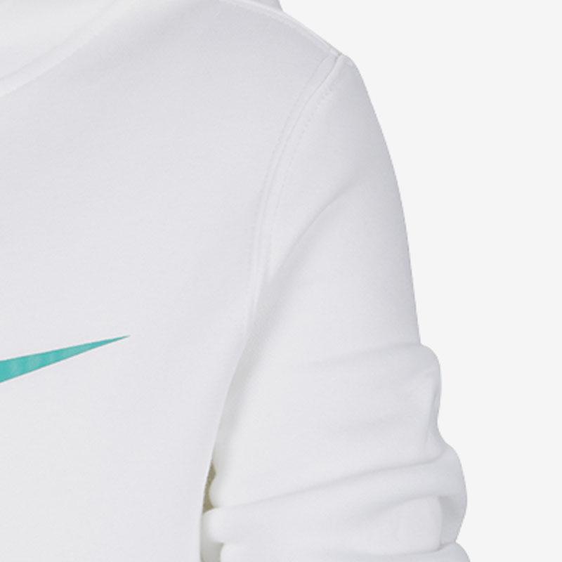 Nike Color Block Logo Print Langarm Kapuzen Fleece Pullover Kinder Oberteile Weiß BV0783-100