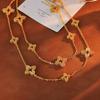 Elegant Four-Leaf Clover Gold Jewelry Set: Earrings, Necklace, Bracelet - Light Luxury Design