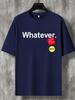 Unisexs Simple Letter T Shirt Whatever Slogan Color Sticker Graphic Print Short Sleeve Crew Neck Casual Cotton Male Daily Tee