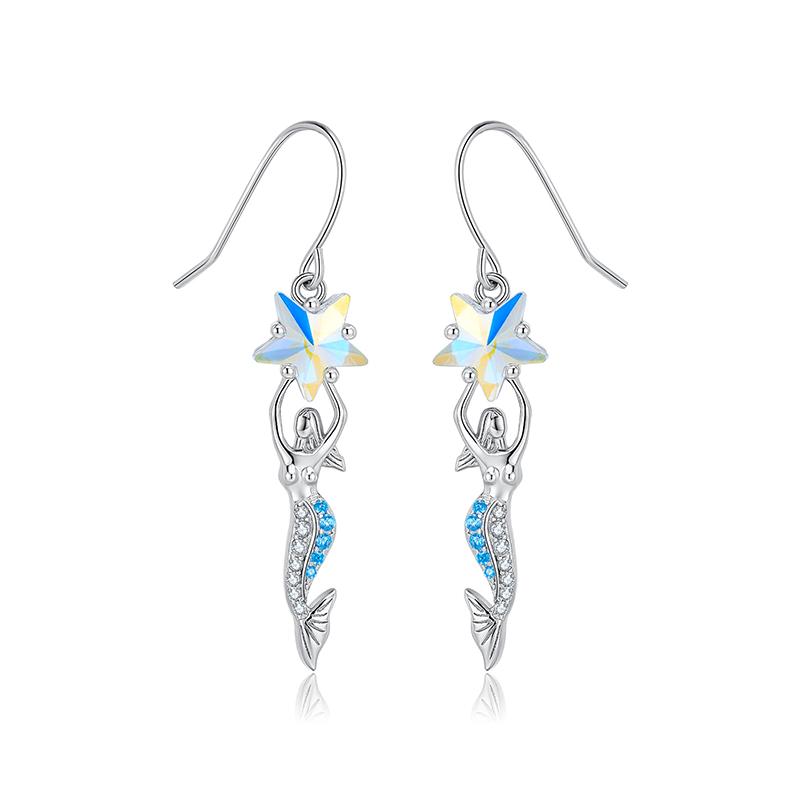 Barbie Original design mermaid earrings, elegant and high-end original, ins style love exquisite #lucky S925 silver earrings for women ZJYES-YS-227 серебряный