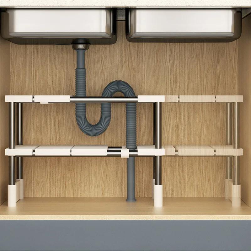 Bucătărie retractabil sub chiuvetă depozitare rack dulap stratificat dulap de bucătărie depozitare multifuncțională raft de depozitare pentru oale