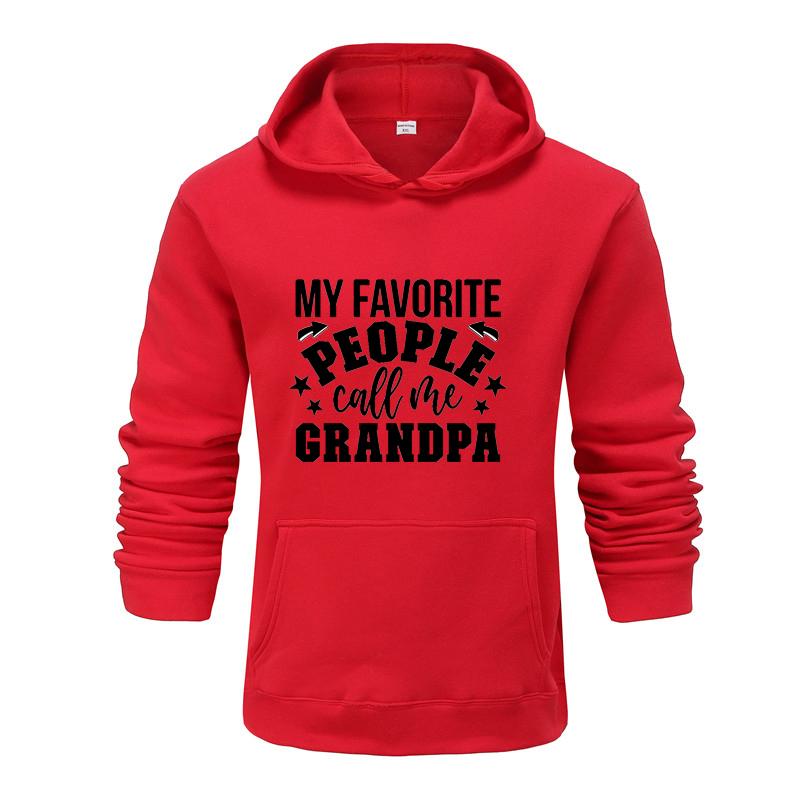 Autumn and Winter My Favorite People Grandpa Printed Hoodie for Men and Women