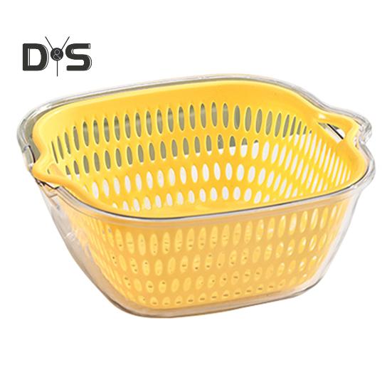 1/3 buc. Lavoare cu două straturi pentru fructe, legume, coșuri de scurgere cu mâner, calitate alimentară, fără BPA, ușor de curățat, coșuri de depozitare