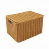 Wicker Storage Basket with Lid Rectangular Woven Space-Saving