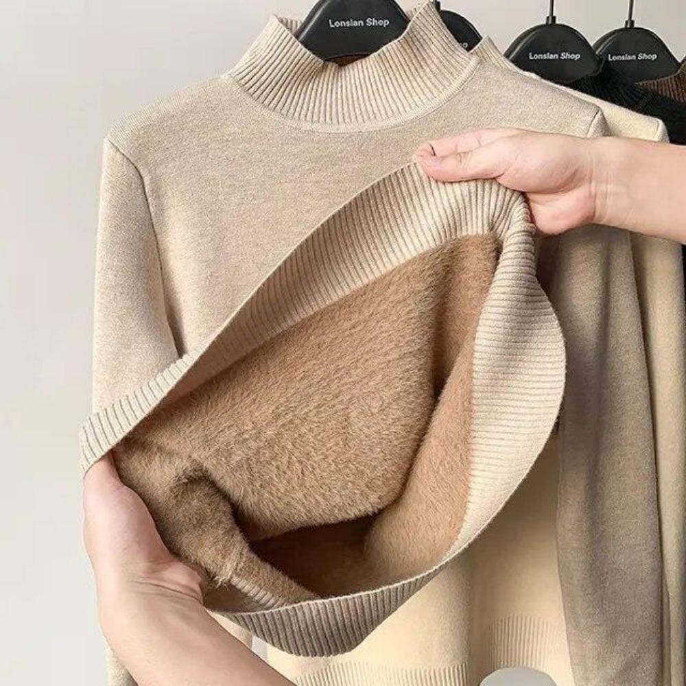 Thicken Velvet Turtleneck Sweater Women Korean Fashion Lined Warm Sueter Knitted Pullover Slim Top Winter Jersey Knitwear Jumper