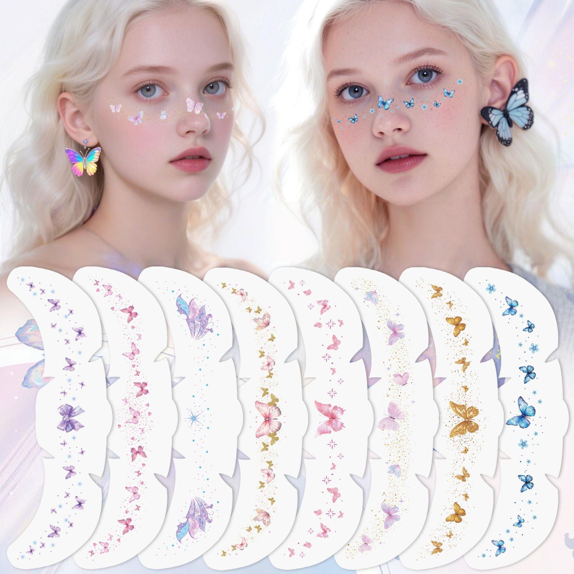 

Freckles Facial Makeup Stickers Europe and America Music Festivals Parties Butterfly Luxury Tattoo Stickers 12sheets Accessories 12 sheets/set різнокольорові кольору