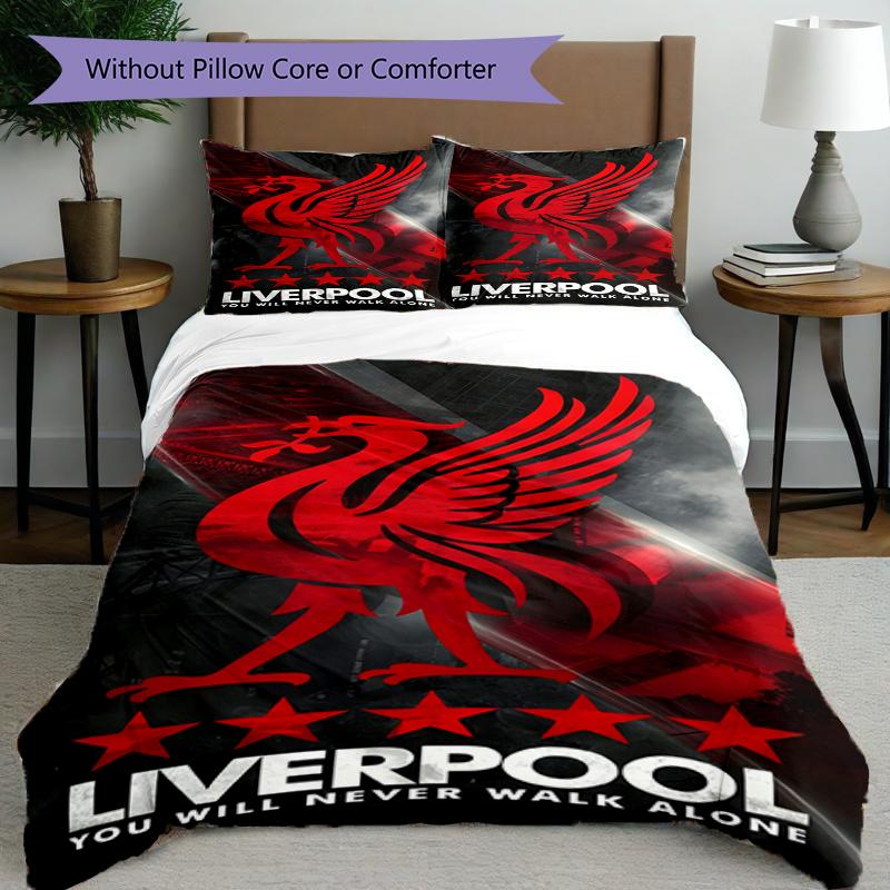 Set copripiumino 3 pezzi (1*Copripiumino + 2*Federe, Senza Nucleo),Set Biancheria da Letto con Stampa Liverpool F.C, Decorazione Camera da Letto, Per Tutte le Stagioni, Regalo di Compleanno