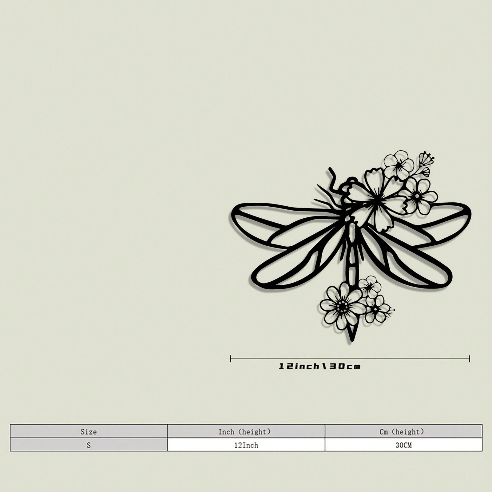 Dragonfly Iron Wall Art Rustic Metal Sculpture with Floral Details Indoor Outdoor Room Decor