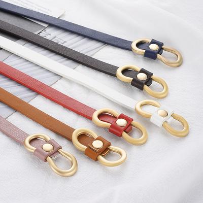105cm Women's Belt Korean Style Fashion Thin Belt Girls Dress Shirt Versatile and Simple No Punching Pu Small Belt