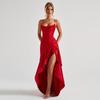 Robe de soirée d'été sexy pour femme S à bretelles, dos nu, à volants, irrégulière