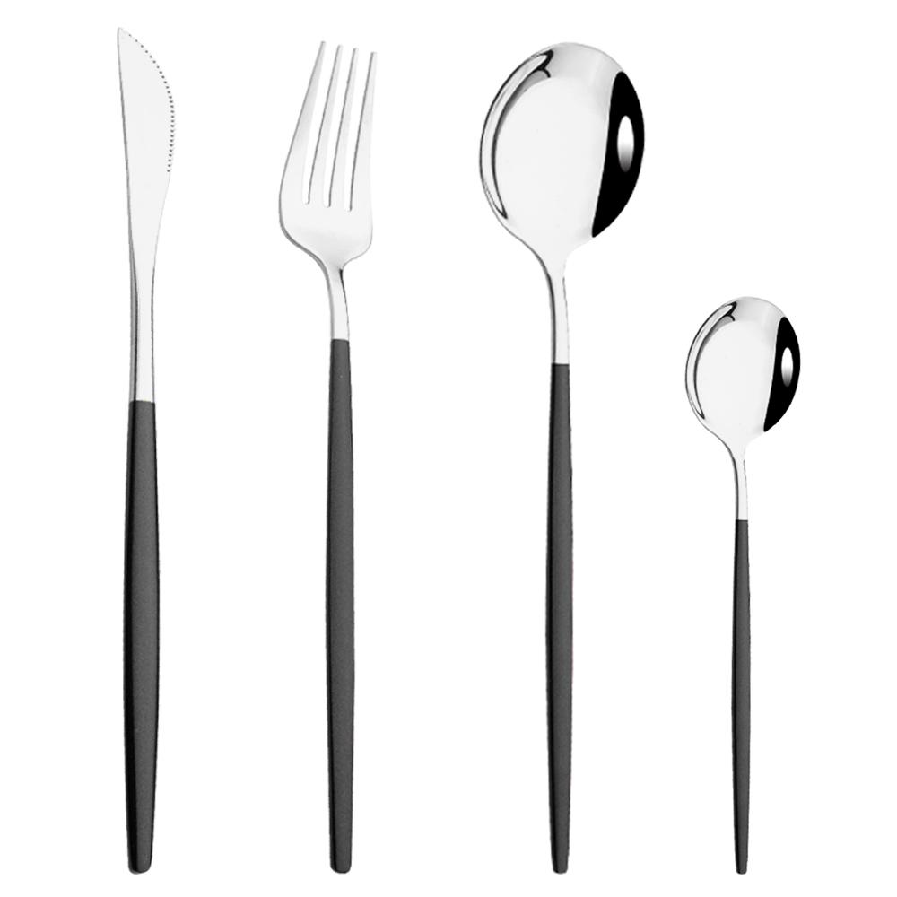 Rose Gold Mirror Cutlery Set Fruit Forks Spoons Dessert Knives Wedding Dinnerware Stainless Steel Flatware Dinner Tableware Set