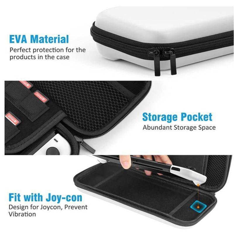 Portable Carrying Case For Switch OLED Controller Travel EVA Shockproof Bag With Game Cards Slots For NS Switch OLED Accessories