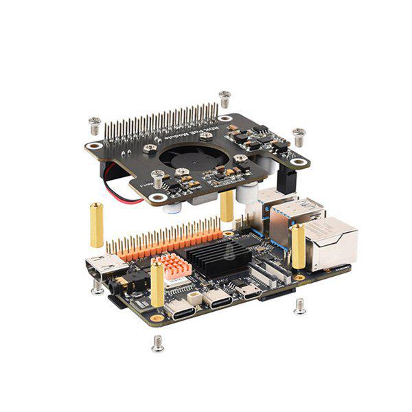 Black PCB PoE Expansion Board Set with Onboard Cooling Fan for RDK X5