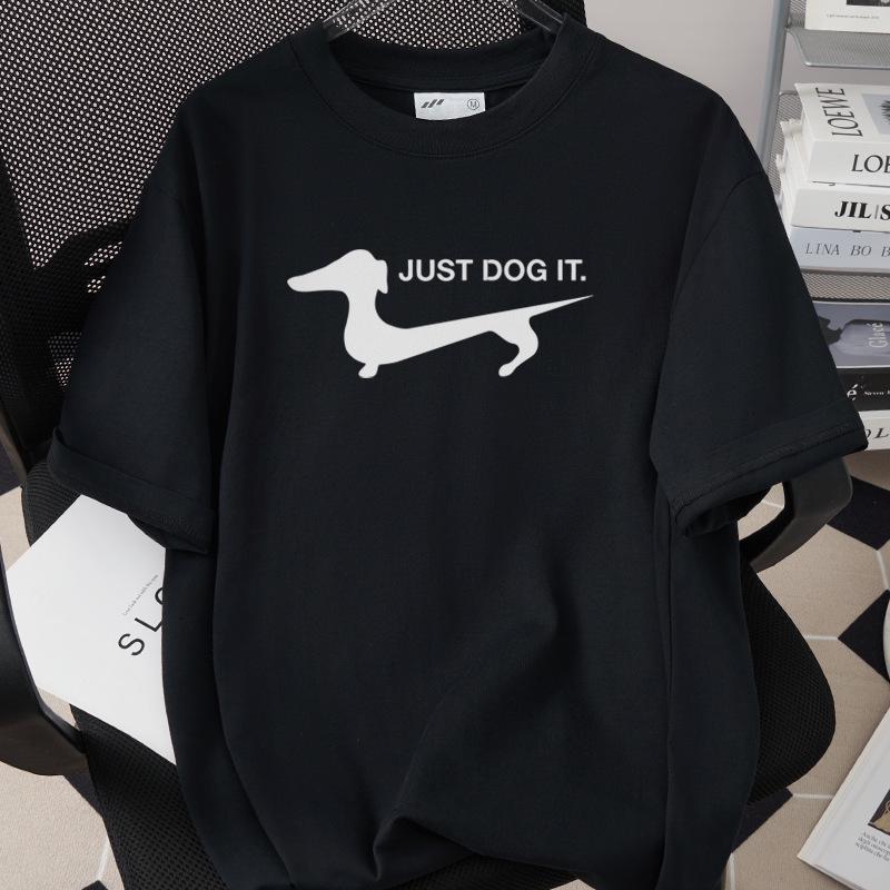 Creative Dog Print Unisex Loose Fit T-Shirt - 260g Pure Cotton, Casual Short Sleeve