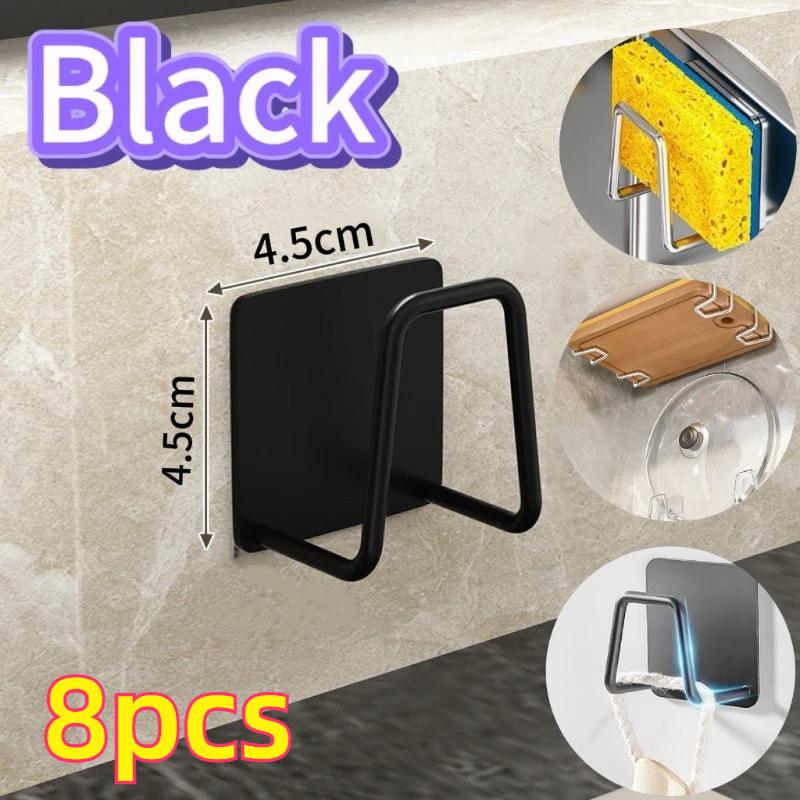 1-10pcs Kitchen Stainless Steel Sponge Holder Sink Self Adhesive Drain Drying Rack Household Wall Hooks Kitchen Accessories