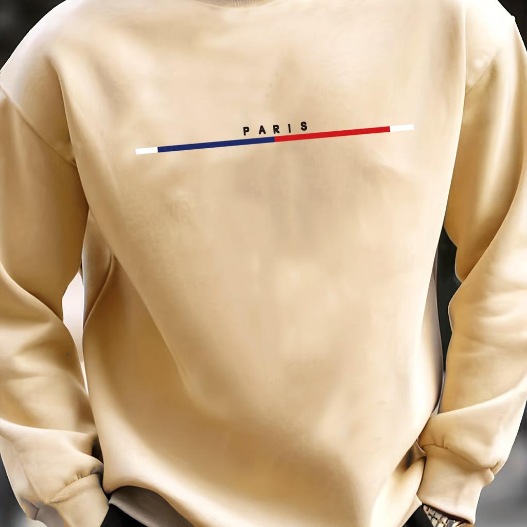 Casual Simple Men's Sweater Printed Crew Neck Comfortable Pullovers Long Sleeves Men’s