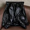 Genuine Top Grain Soft Cowhide Leather Jacket Mens Middle Age Bomber Short Coat Autumn Fashion