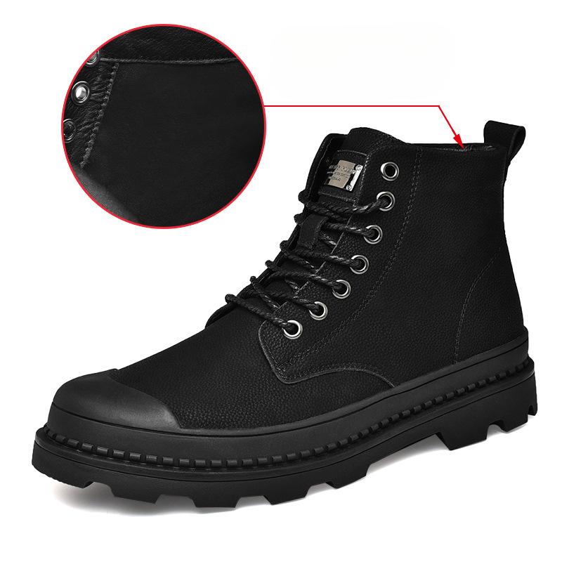 Men's Boots Winter Genuine Leather Boots Men's Snow Ankle Boots High-Top Single-Layer Boots Middle Top Working Wear Men's Shoes
