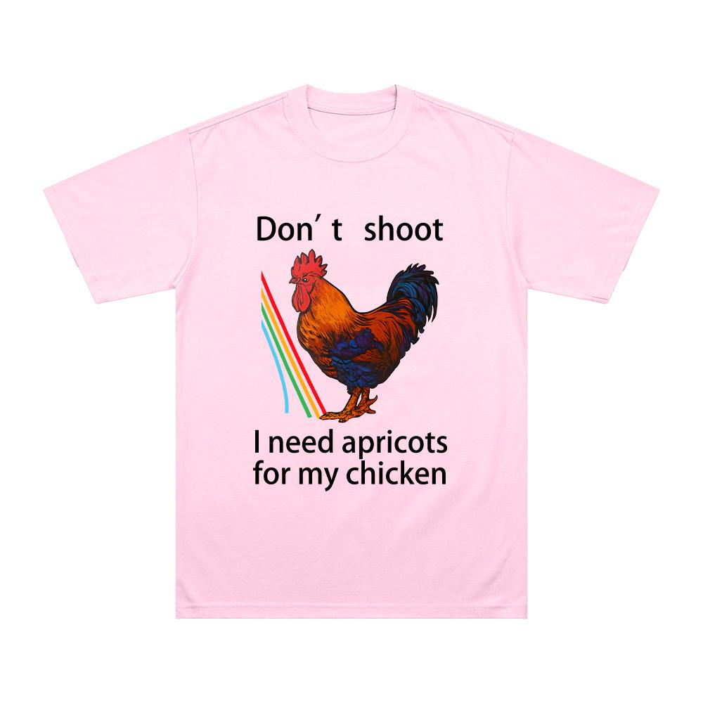 Ne tirez pas J'ai besoin d'abricots pour mon poulet Impression de dessin animé T-shirt Raiders de l'Arc Jeu Chaud T-shirt Hommes Femmes Coton Manches Courtes Haut