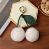 Keychain Key Fob Bag Pendant Fluffy Cherry Keyring Bag Hanging Leaf Artificial Rabbit Fur Ball Key Holder Plush Bag Accessories