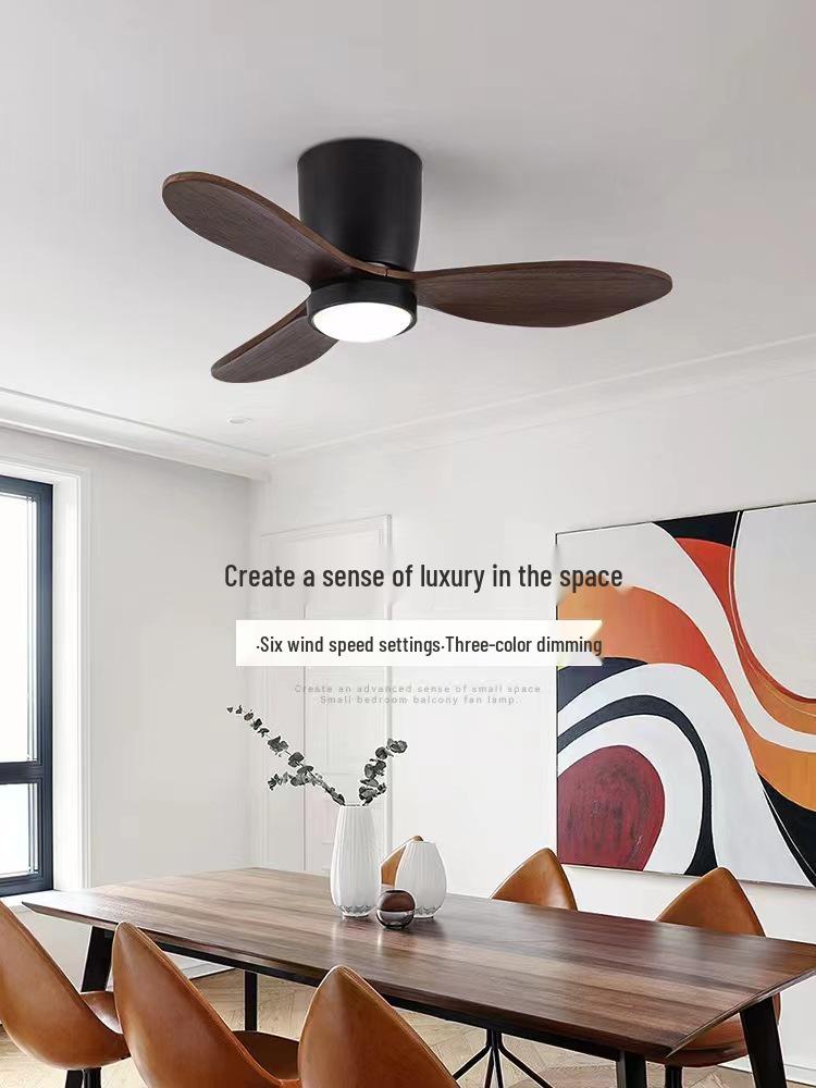 Simple Wooden Ceiling Fan Light for Living Room, Bedroom, or Restaurant with Integrated Lighting and Wooden Fan Blades