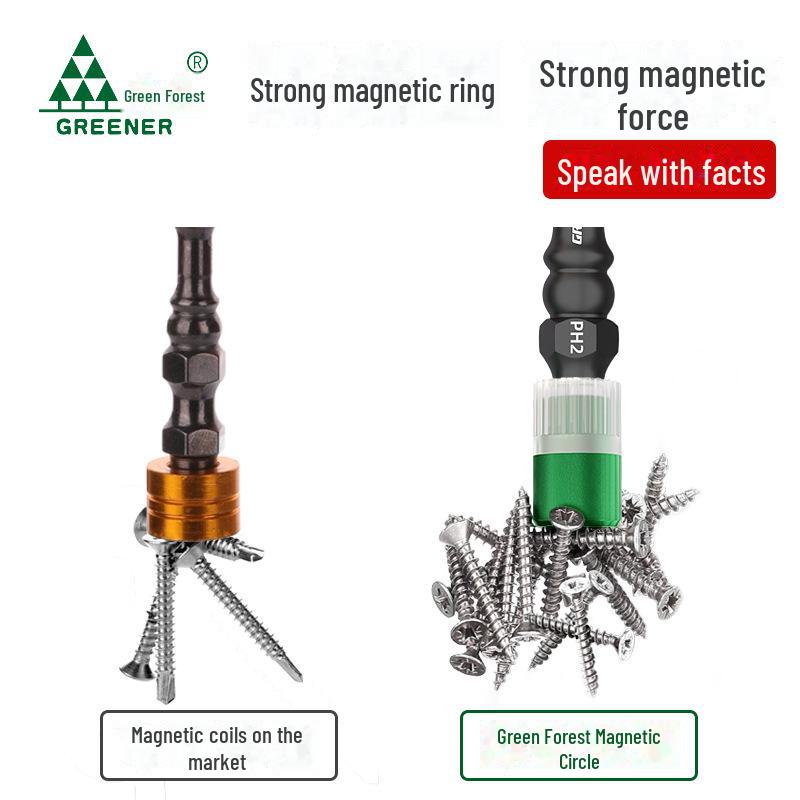 Green Forest High-Strength Double Cross Magnetic Drill & Screwdriver Anti-Slip Bit Set