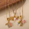 Retro Style Dripping Oil DIY Girl Fox Pendant Necklace Cute Versatile Heavy Industry Design Jewelry Woman